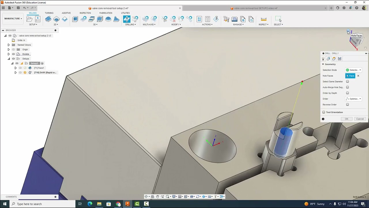 Manufacturing a Presta/Schrader Valve Core Removal Tool SETUP 2