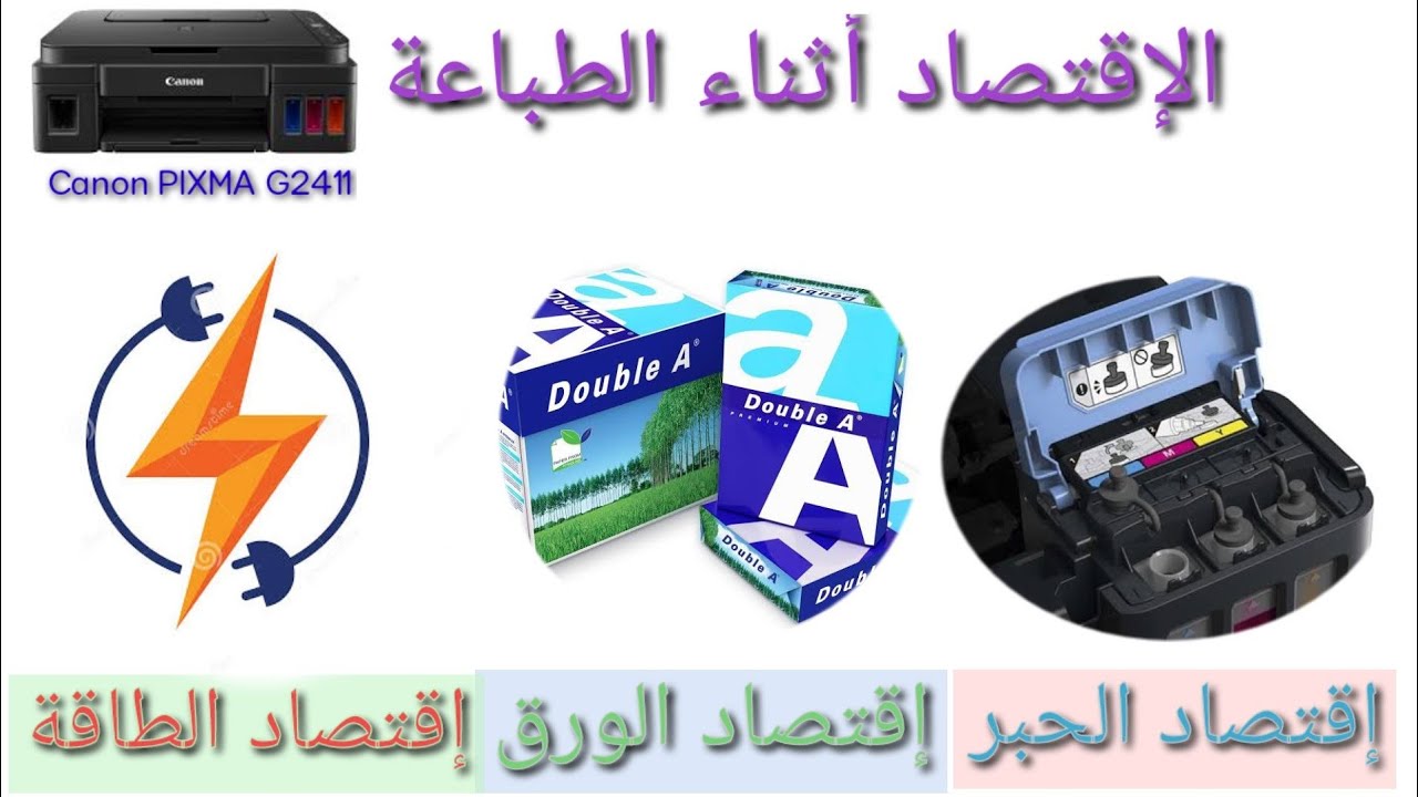 18-الإقتصاد أثناء الطباعة توفير#الورق #توفير#الحبر توفير #الطاقة طابعة Canon PIXMA G2411