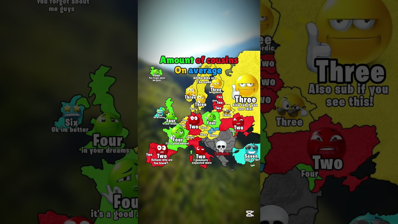 Amount of cousins in europe #europe #map #mapping #geography #mapper #maps #shorts #fyp