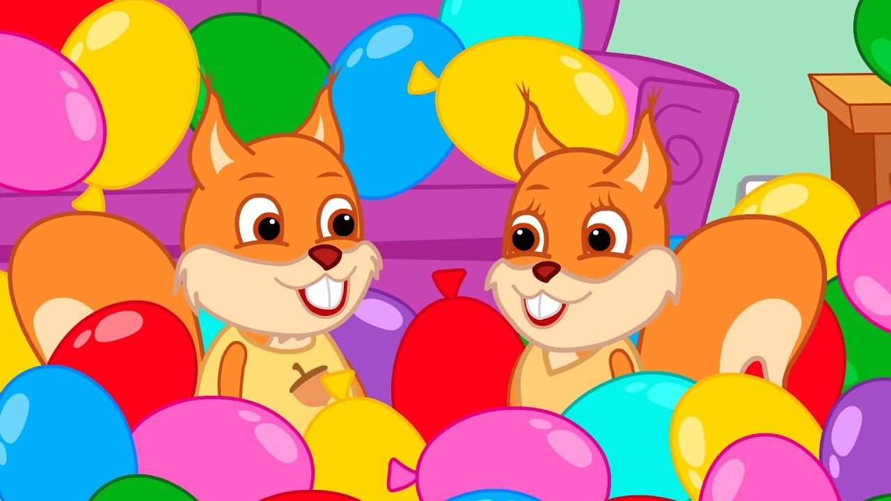 Famille d'Écureuil - Cache-cache dans des boules colorées Animé 2025 en Français