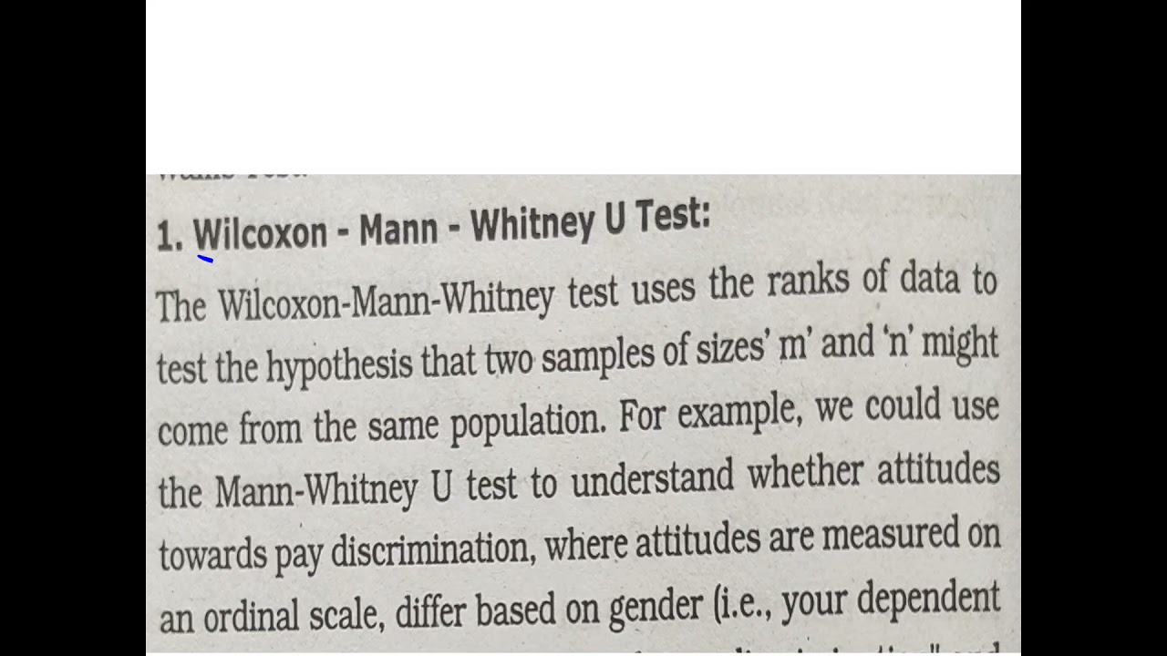 M. Com / QT/ Part 6/ Wilcoxon- Mann Whitney U Test