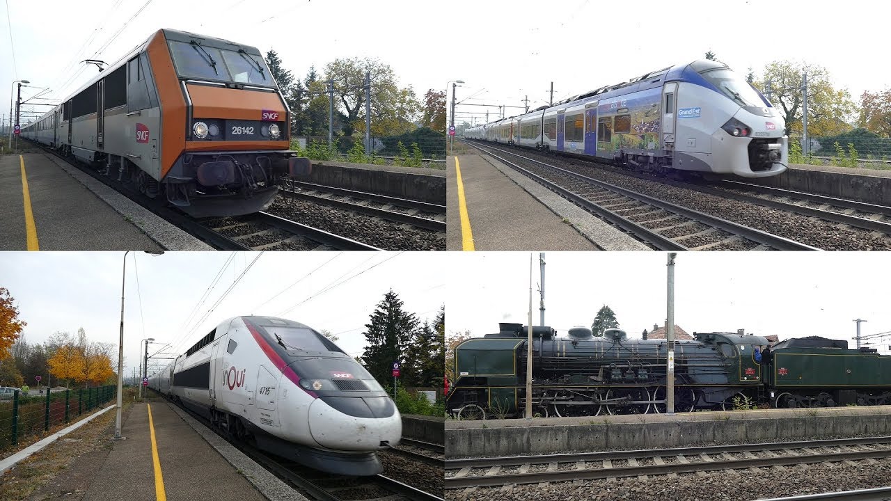 Passages des trains et tram à Lutterbach.