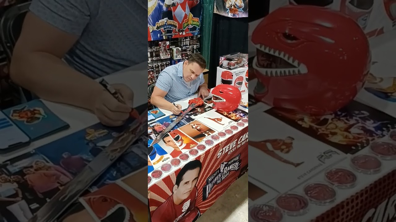 Steve Cardenas aka Rocky signs Red MMPR Power Sword @ Philly fan expo 2024