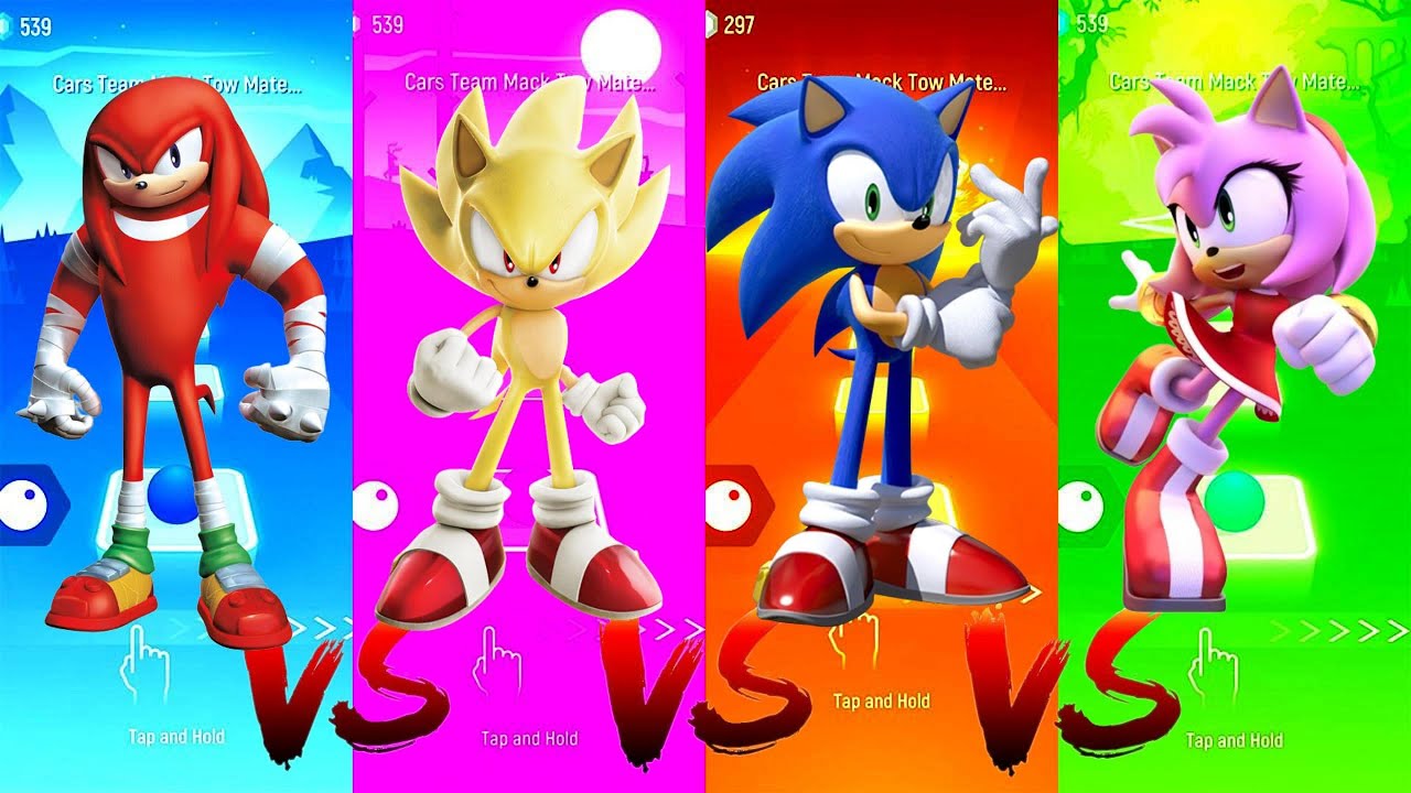 Knuckles vs Super Sonic vs Sonic vs Amy Rose | Tiles Hop Edm Rush