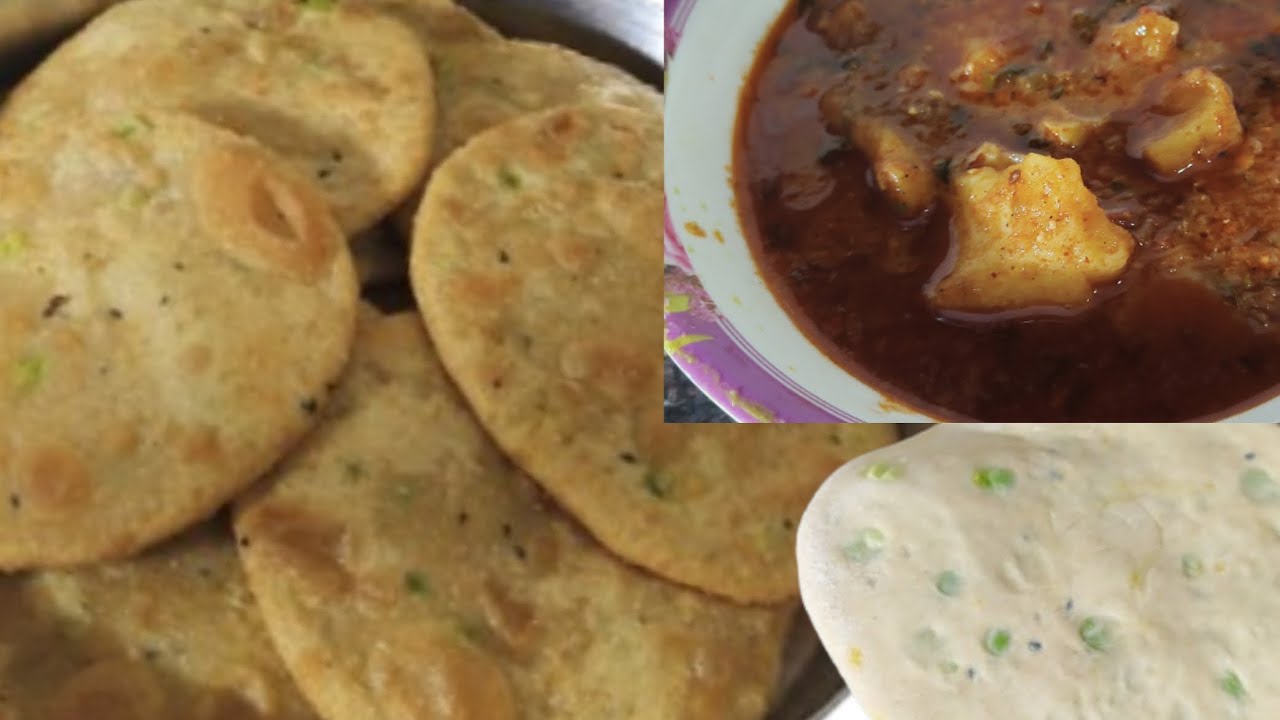 Hare Matar ki puri (aaloo ki khatti sabzi) हरे मटर की पूरी आलू की खट्टी सब्जी😋