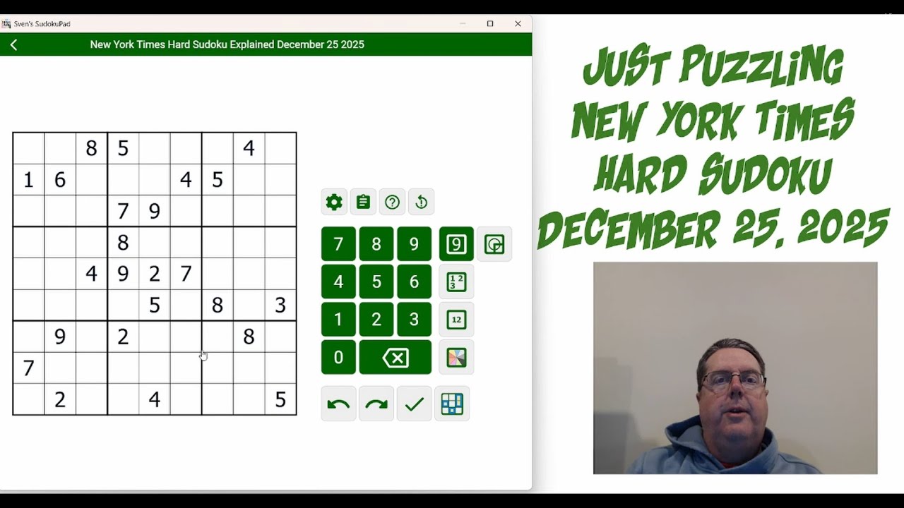 New York Times Hard Sudoku December 25 2025