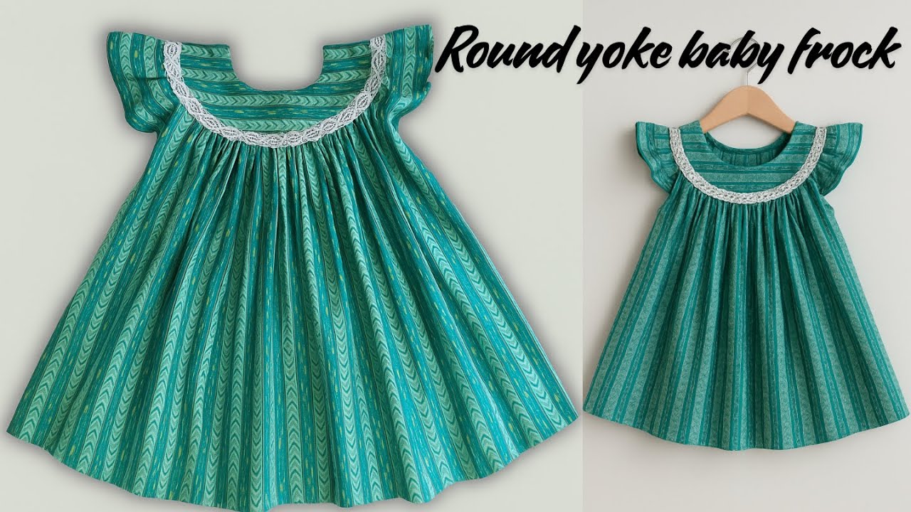 Round yoke baby frock cutting& stitching| 3-4 year baby girl frock tutorial| baby frock/step by step