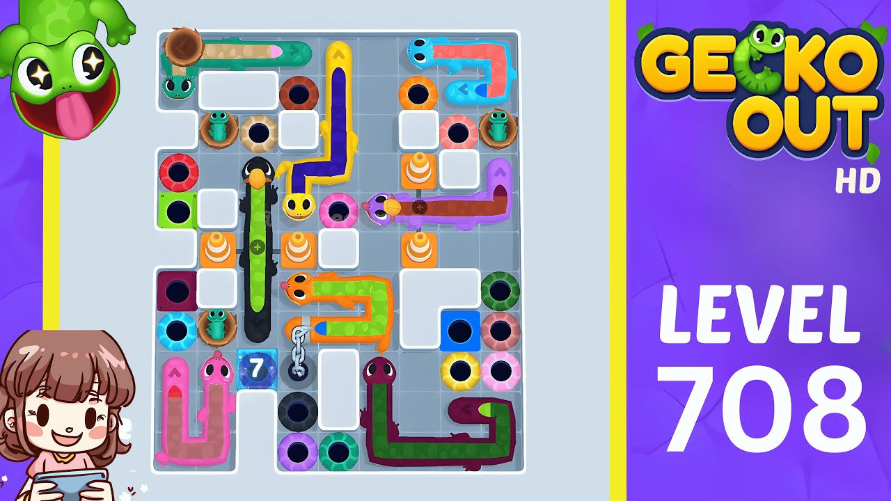 Прохождение уровня 708 игры Gecko Out.
