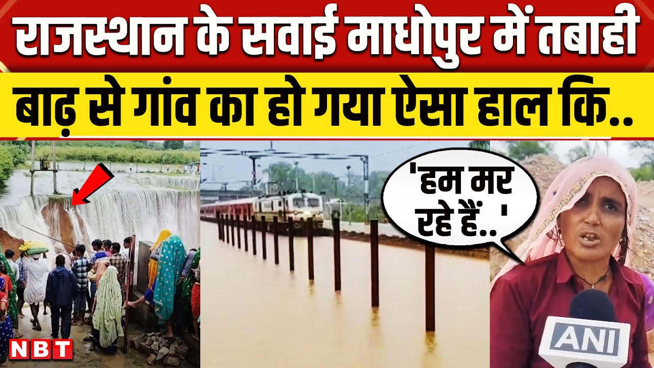 Rajasthan Flood Video: 'हम यहां मर रहे हैं और..', Sawai Madhopur में बाढ़ से भयंकर तबाही | NBT News