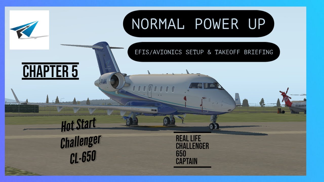 Hot Start Challenger 650 | Chapter 5: Normal Power Up - EFIS Setup & Takeoff Briefing | X-Plane 11