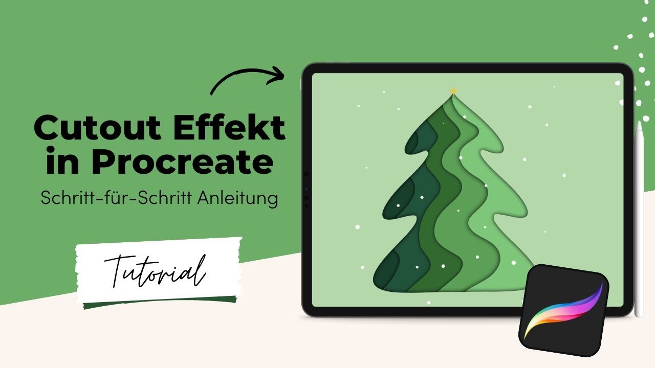 Papercut Effekt in Procreate - Zeichne einen Weihnachtsbaum, der aussieht wie aus Papier