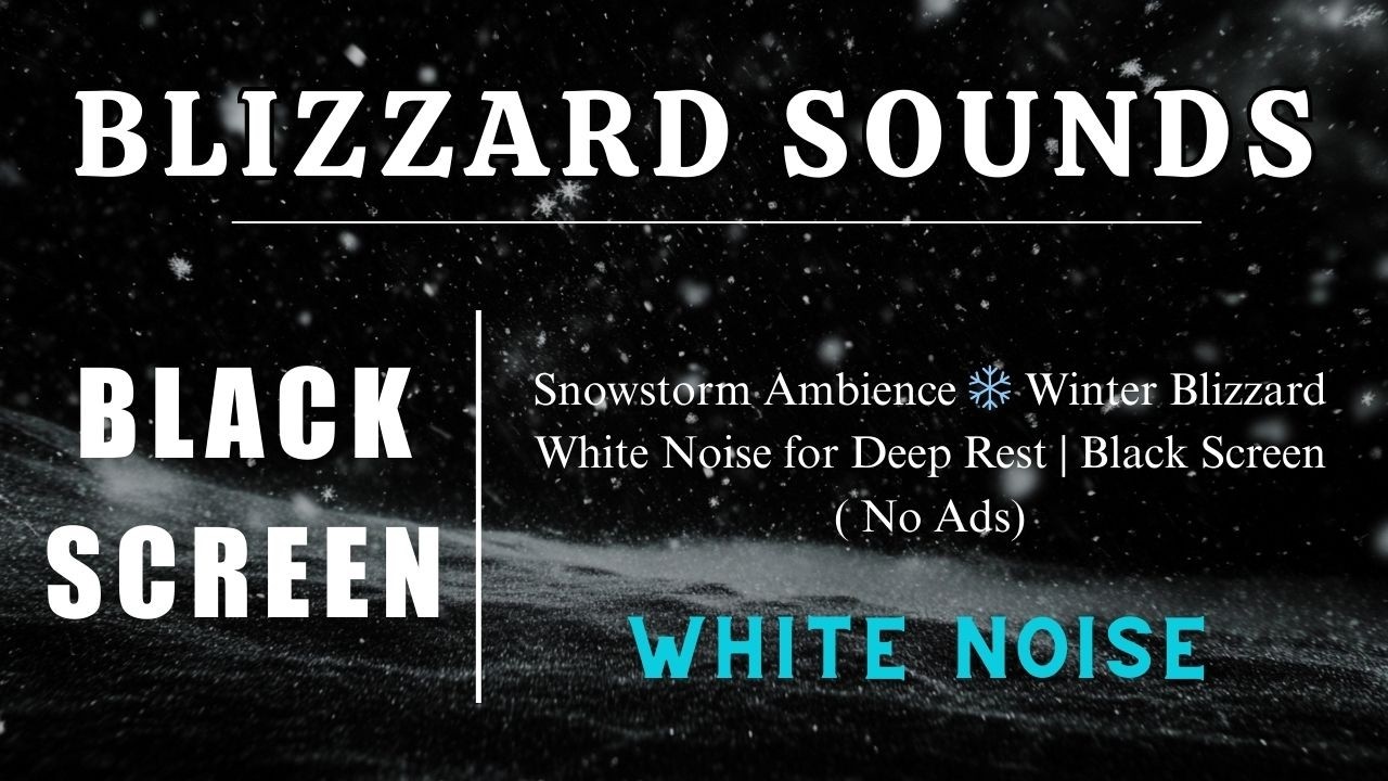 Snowstorm Ambience ❄️ Winter Blizzard White Noise for Deep Rest | Black Screen