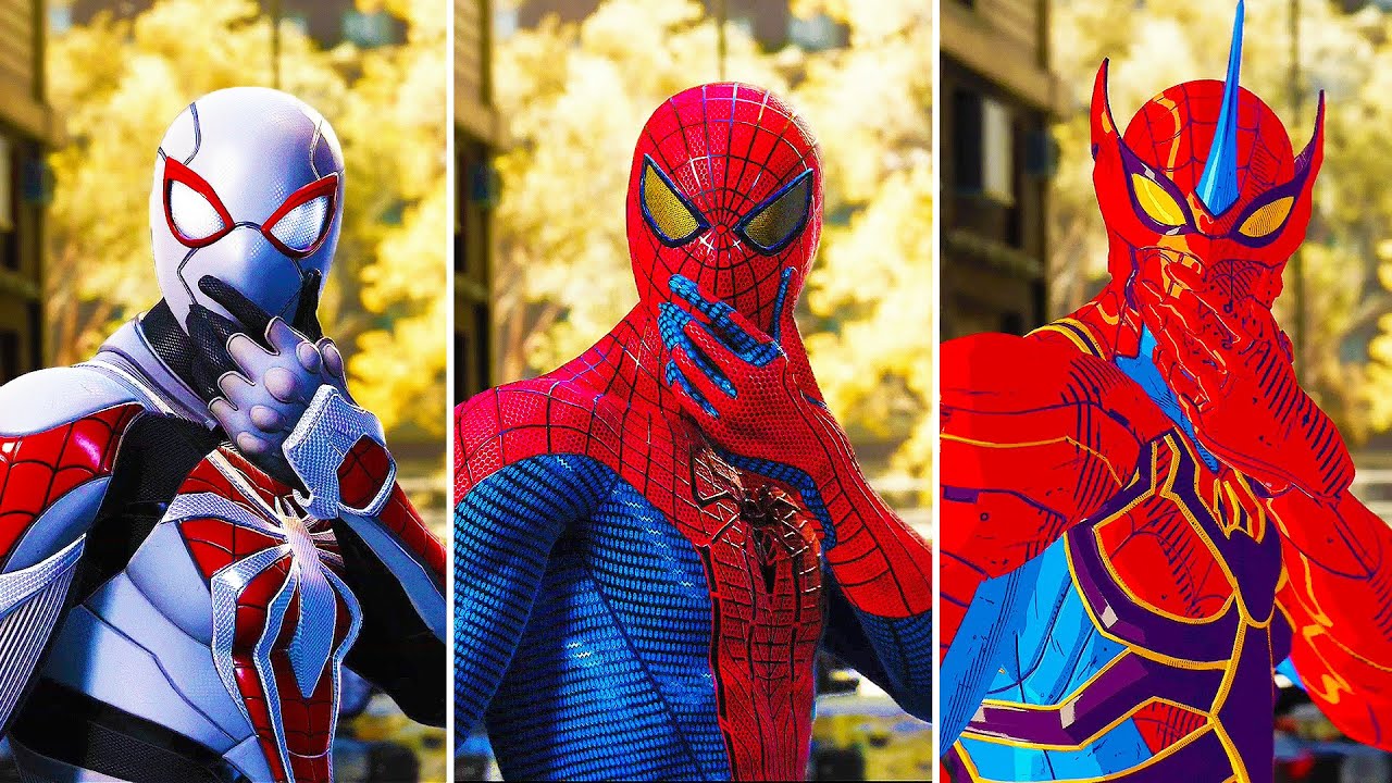 Miles Punches Spider-Man w/All PS5 New Suits