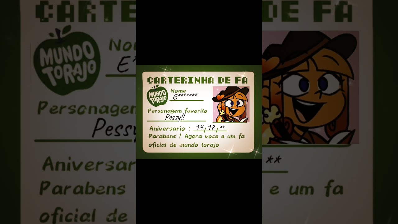 Carteirinha de f&atilde; Mundo do Torajo 🧡✨ #euseiquevaiflopar #omdt #pessy #f&atilde;