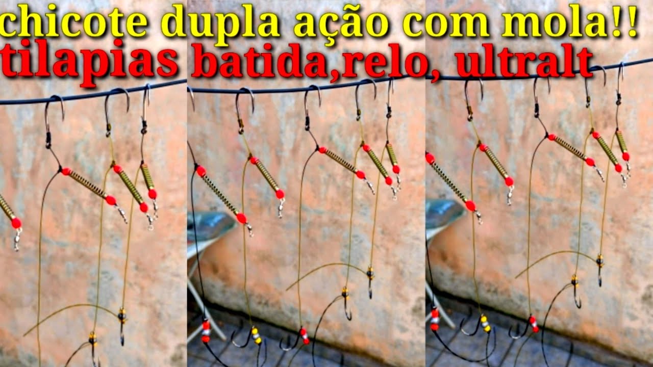 chicote dupla ação com mola!! pra pescarias de tilapias na batida,relo, ultralt ,passo a passo..