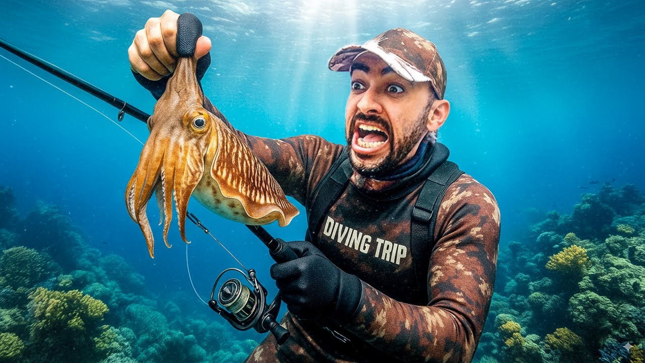 اختبار مجنون!! الصيد بالقصبة تحت الماء 🤿 صدمت بالنتيجة ⚓