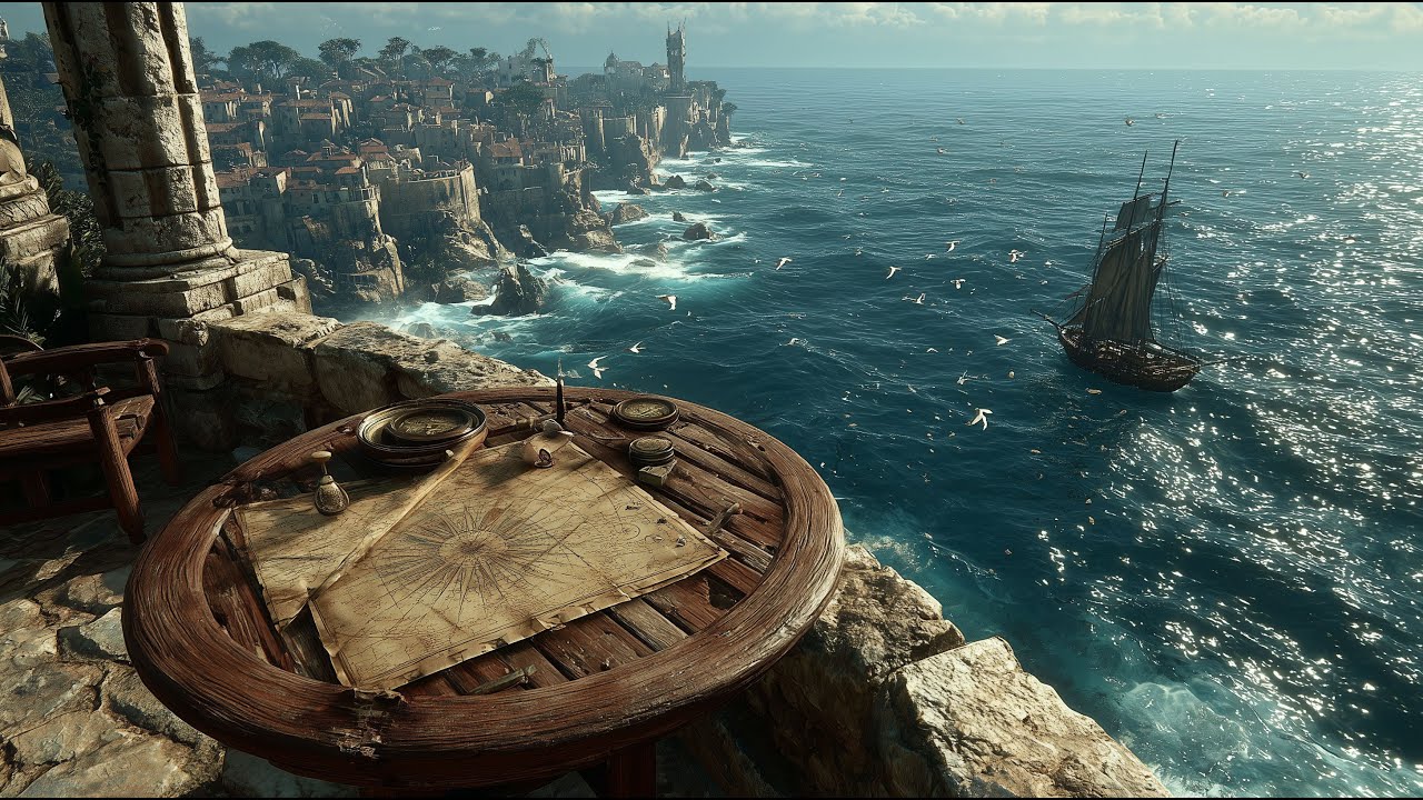 The Luminous Cliffside Harbor | Medieval Fantasy Music & Ocean Ambience