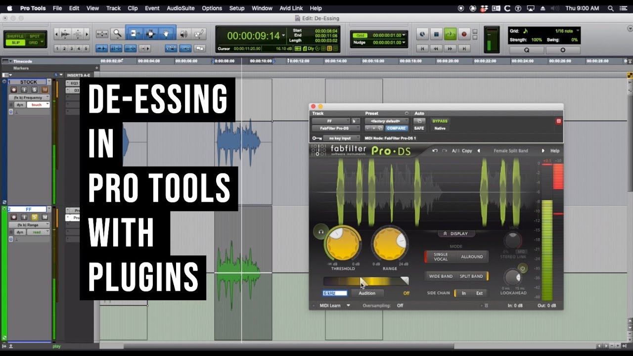 Pro Tools Tutorial - How to Fix Sibilance in Voice Recordings with a De-Esser