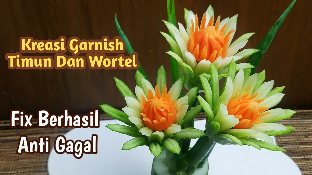 HIASAN TUMPENG DARI TIMUN DAN WORTEL, MEMBUAT TUMPENG MAKIN CANTIK // खीरा गार्निश और गाजर गार्निश