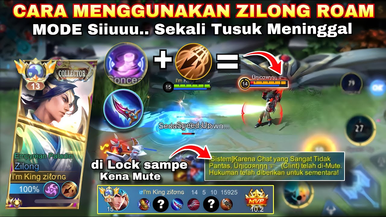 TUTORIAL MENGGUNAKAN ZILONG ROAM CONCEAL, MODE Siiiuuu 1 HIT MENINGGAL🔥 | MLBB
