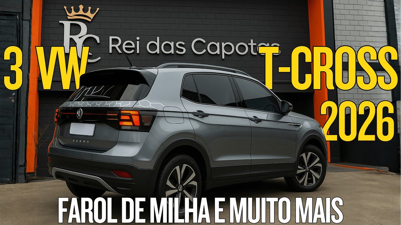 EQUIPAMOS 3 VW T-CROSS Sense 2025 2026 Kit Farol de Milha Neblina Longarina de Teto Maçanetas na Cor