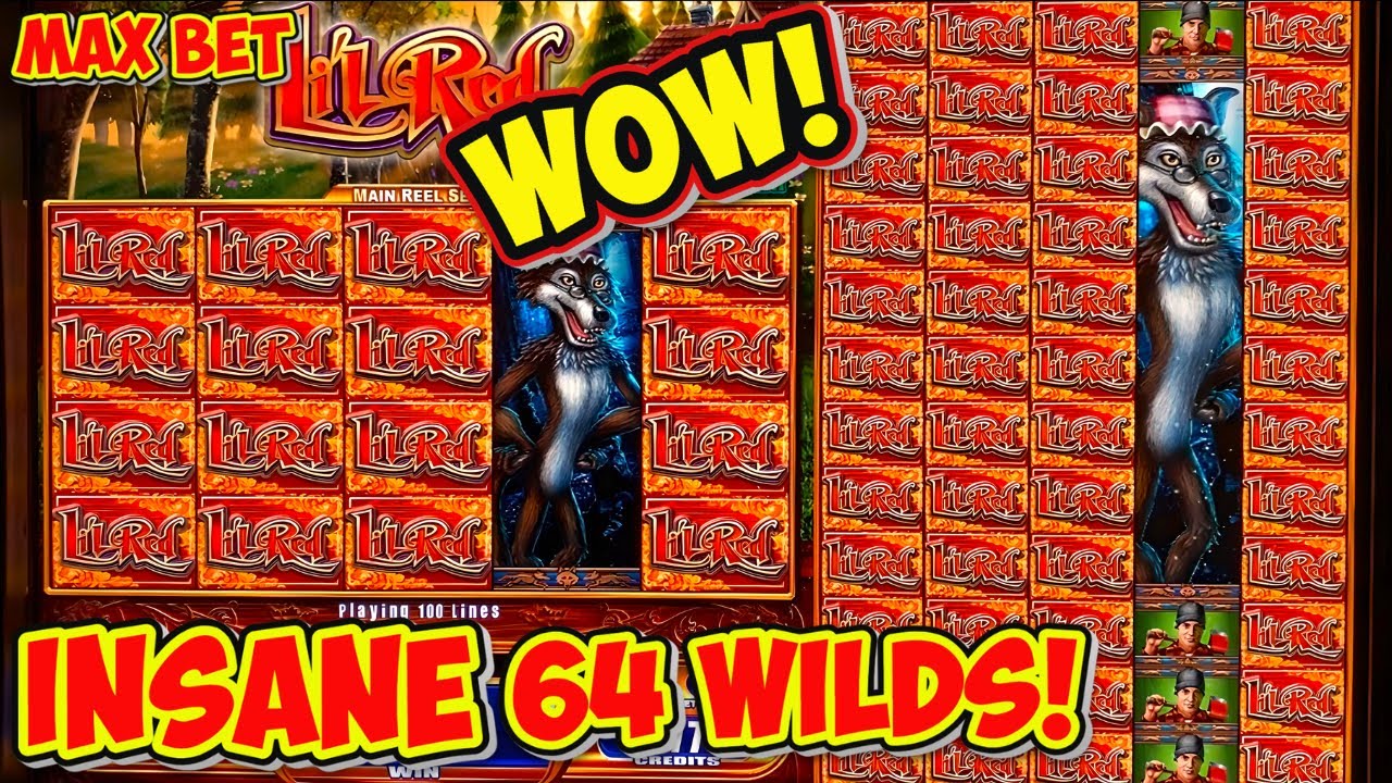 INSANE 64 WILDS! Li'l Red MASSIVE WIN on Classic WMS Slot - MAX BET Frenzy!  [Live Play]