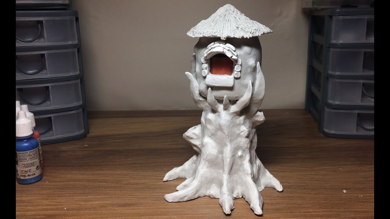 DIY DAS Paper Clay  Fairy House Tree Lantern  Night Light House Craft Idea