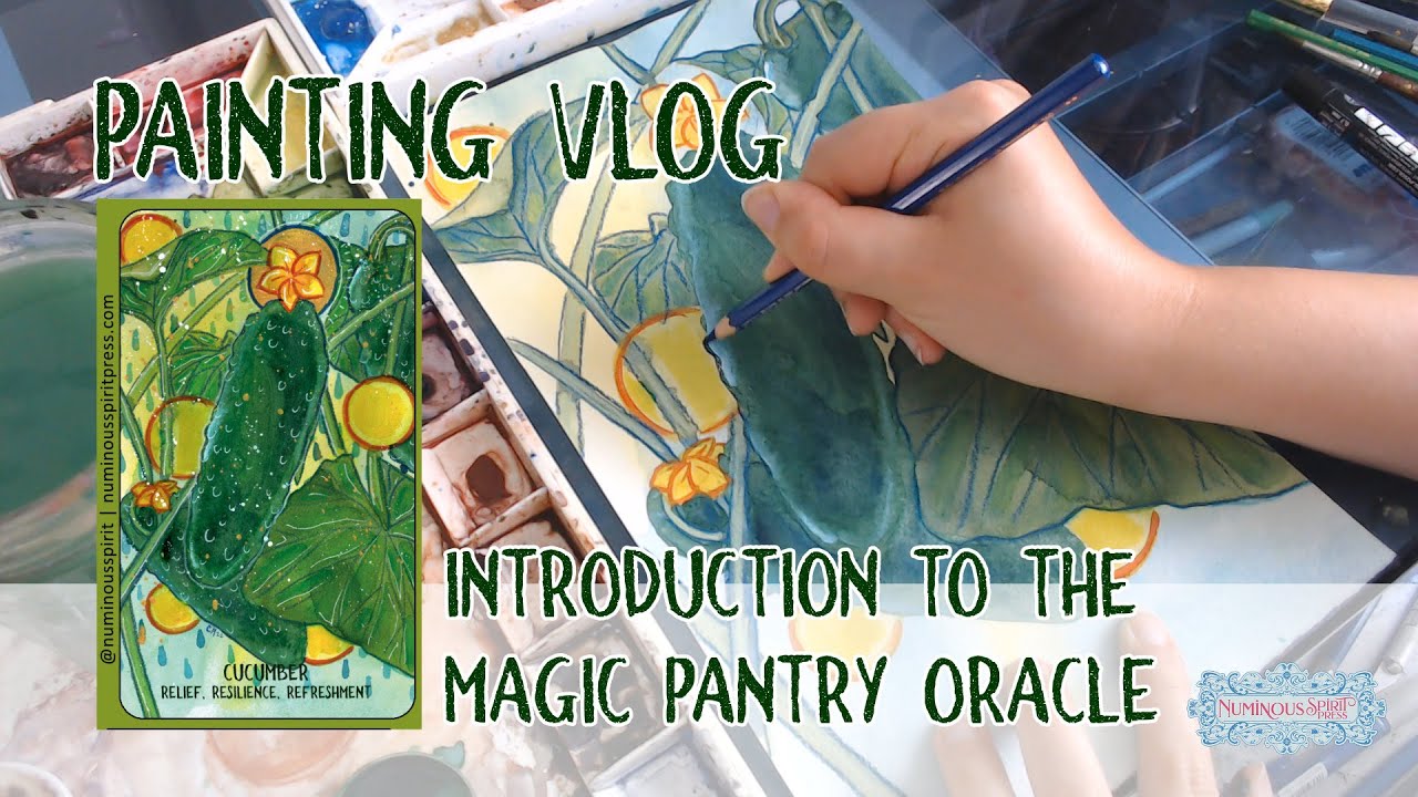 Watercolor Painting Vlog | Intro to the Magic Pantry Oracle | Cucumber Card