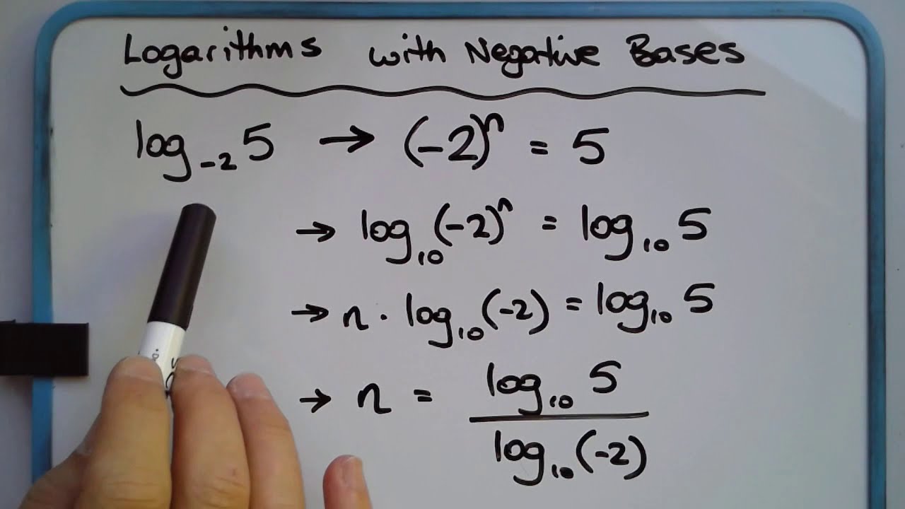 What happens when base of logarithm is 0 or negative? e.g. log_(-2) 5, log base (-2) of 5, or log_0