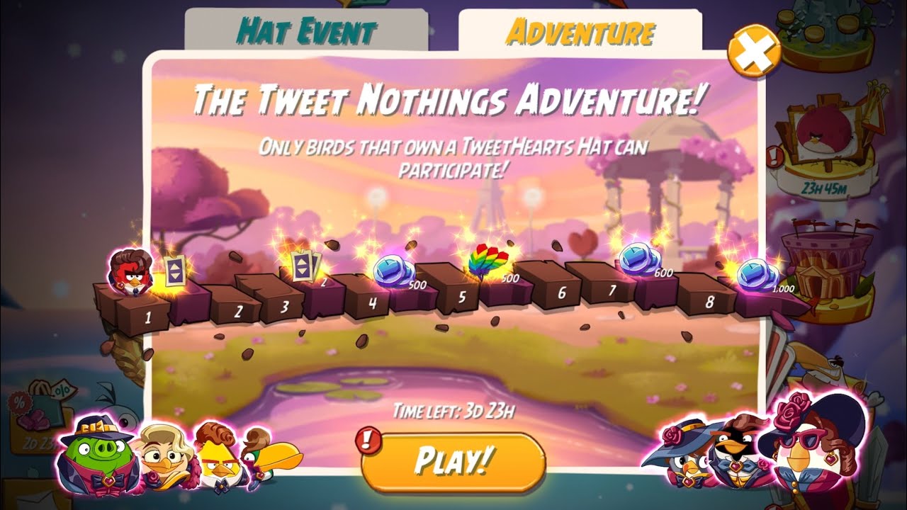 The Tweet Nothings Adventure - Levels 1-8 with All Hats - Angry Birds 2