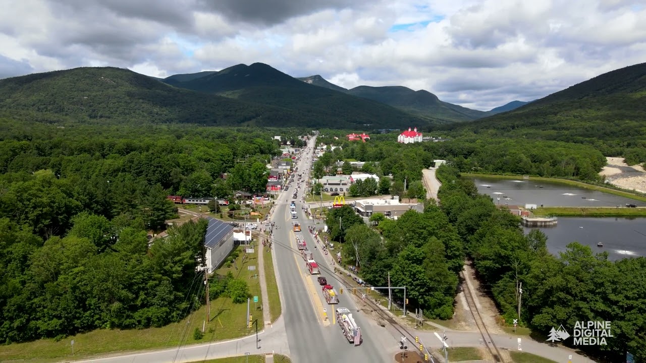 2021 North Woodstock & Lincoln New Hampshire 4K Drone Stock Footage | 4th of July Celebrations