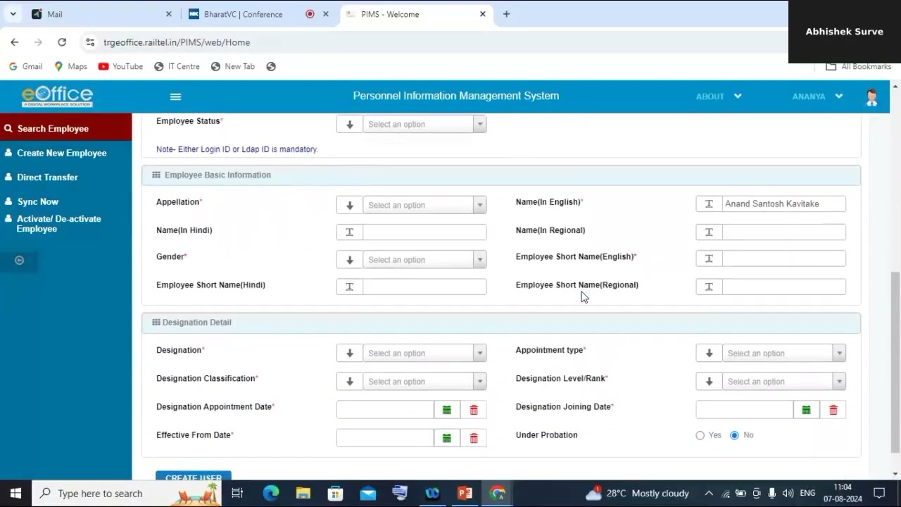 E-Office PIMS Admin training recording