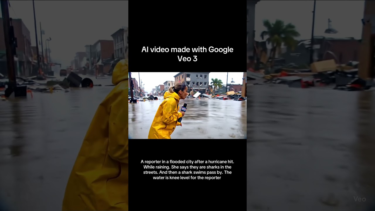 AI Video Made with Google Veo 3. A reporter in a flooded city after a hurricane hit&hellip; #ai #veo3