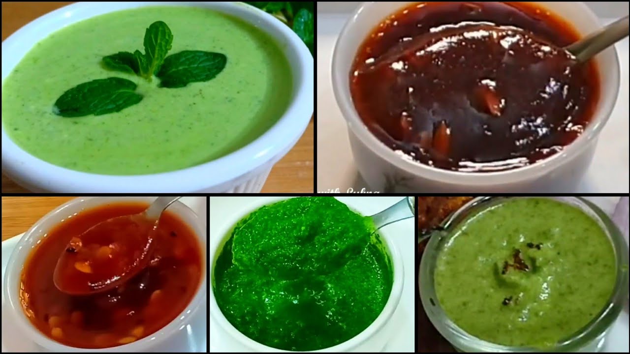 5 Type Of Chutney| Imli, Amchur Chutney| Dahi wali Chutney| Hari Chutney| Fry Item Special Chutney