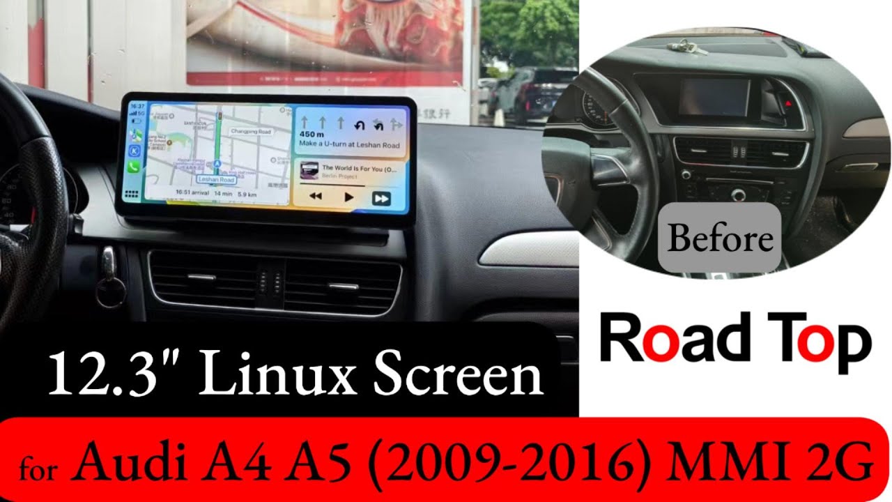 How to install Linux stereo with apple carplay AUDI A4 b8 b8.5 A5 Roadtop 12.3 inch touchscreen