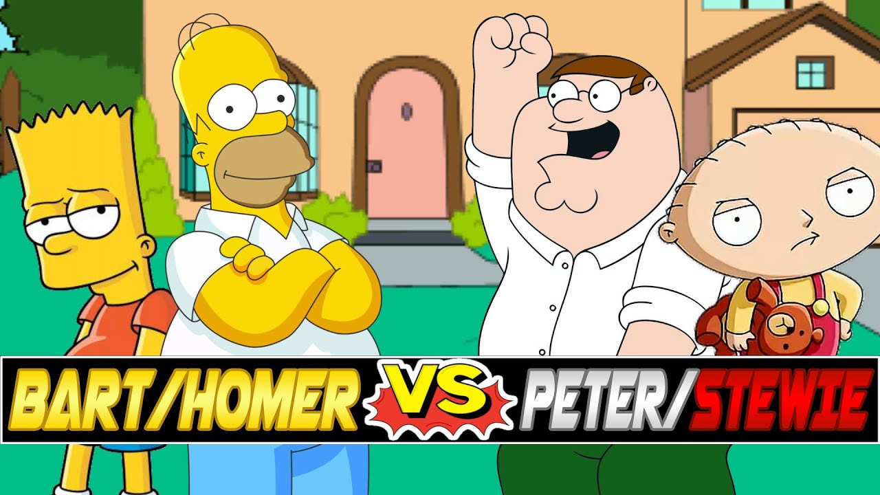M.U.G.E.N. Battles | Homer/Bart vs Stewie/Peter | The Simpsons vs Family Guy