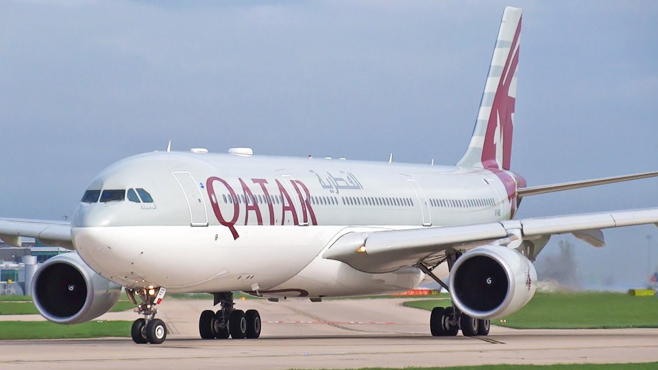 Qatar and Etihad Airways Airbus A330 Take Off's at Manchester Airport Runway 23L