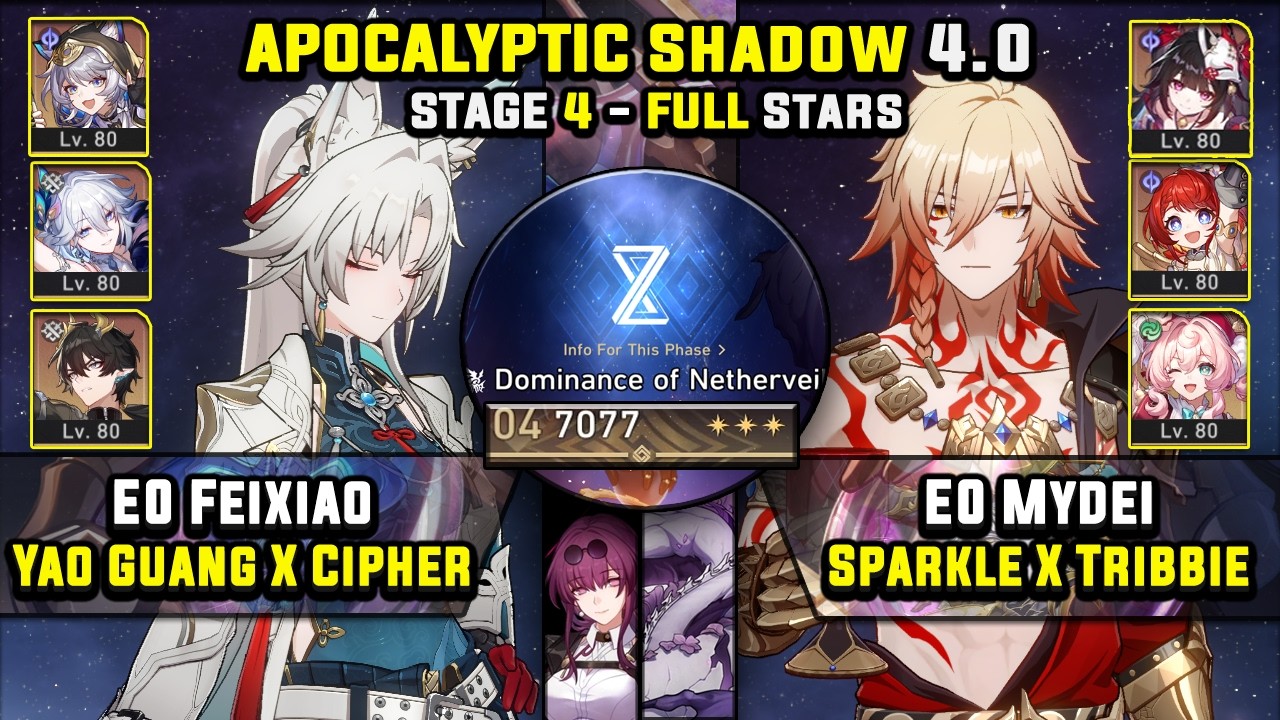 E0 Feixiao Carry W/ Yao Guang & E0 Mydei Carry (3 Stars) Apocalyptic Shadow 4 Honkai Star Rail 4.0
