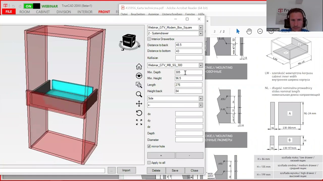 TrunCAD 20XX | Create drawer fittings and make the setting for drawers