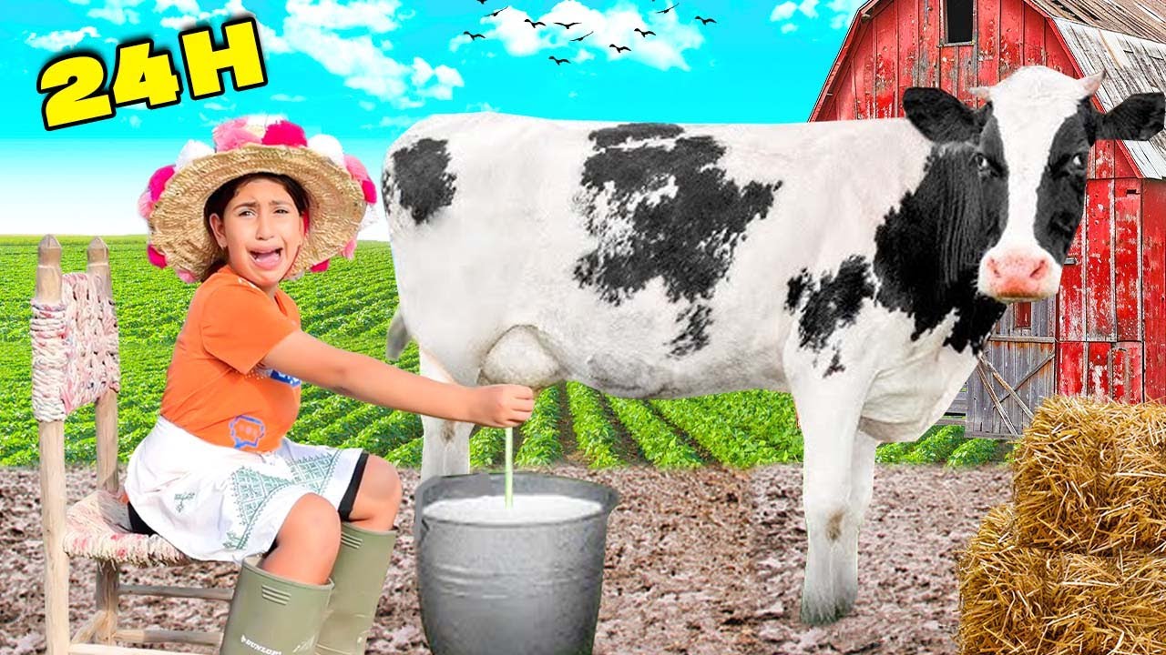 وأخيرا …⁉️رانيا تحولت إلى مزارع 🧑‍🌾😨في مزرعة لعزاوي 🌾🏕️(حلبت البقرة😱💔)