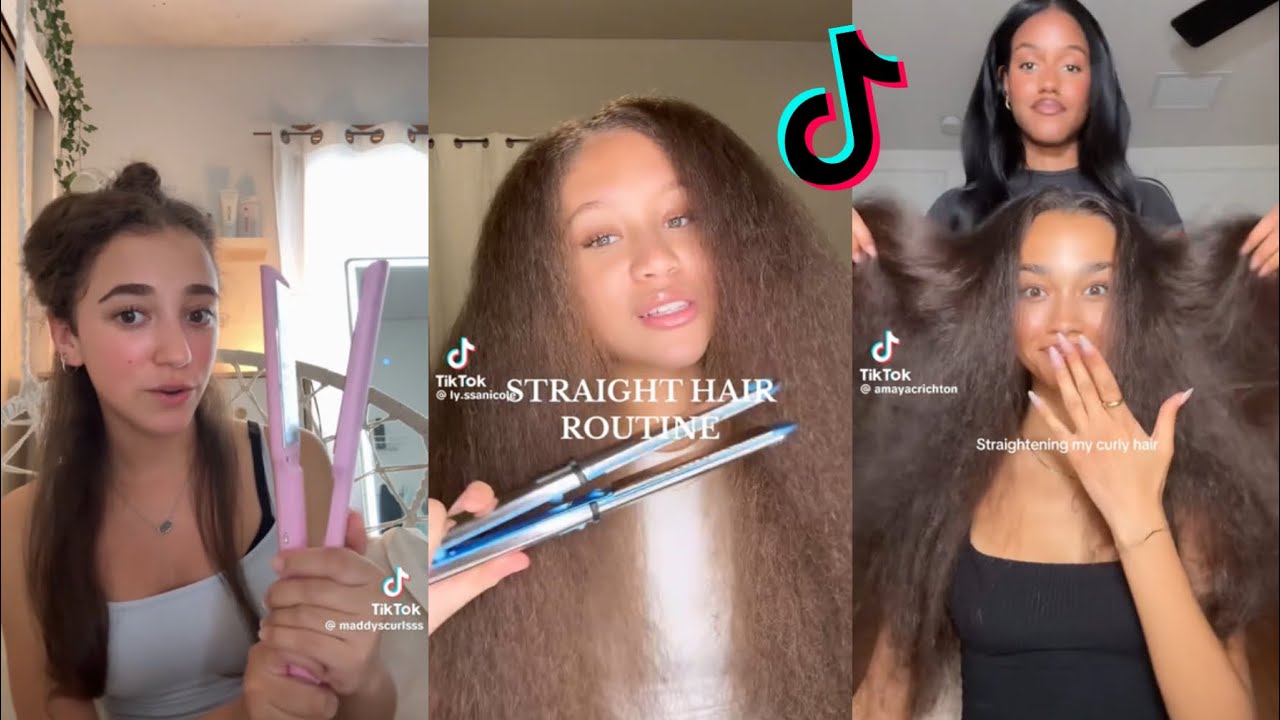 2025 Straighten My Curly Hair w/me😍| Tiktok Compilation