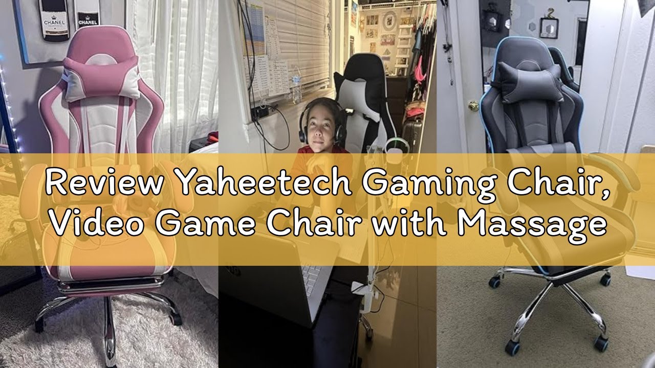 Review Yaheetech Gaming Chair, Video Game Chair with Massage Lumbar Support and Footrest Height Adju