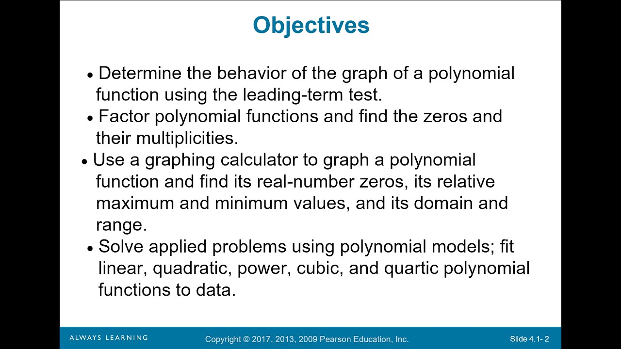Lecture 4.1 - Polynomial Functions