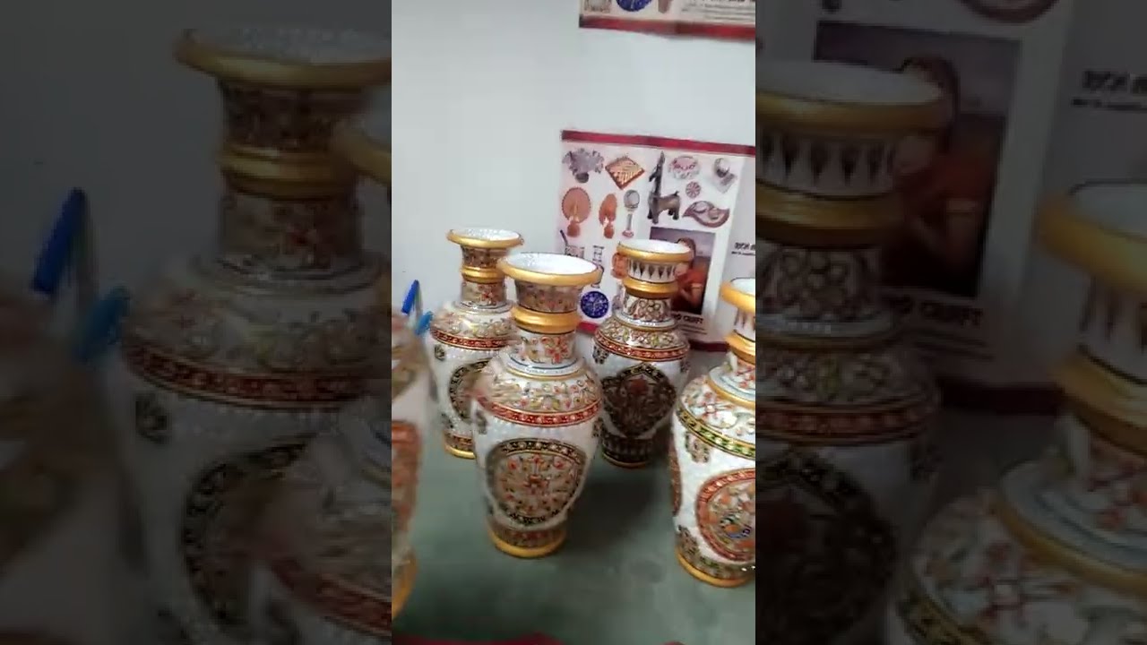 Rich Arts and Craft Jaipur Rajasthan Marble Flower Vase Pot 9 Inch Gift Handicraft