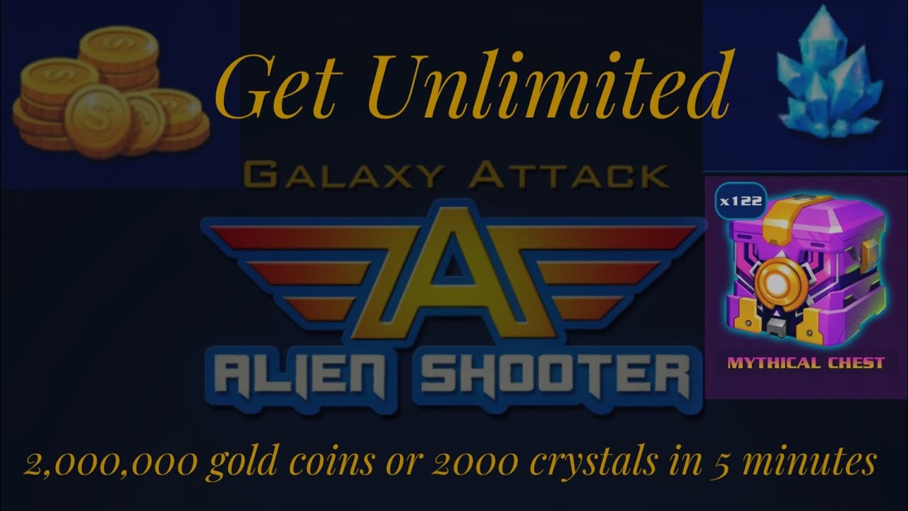 Get unlimited free crystals  or gold coins and mythical chests in Galaxy attack alien shooter fast.