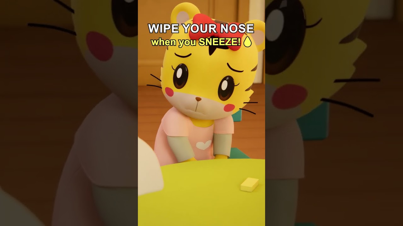 If you sneeze💧blow your nose🤧👃and you'll feel better!😄✨ #shimajiro #nurseryrhymes #sneeze #forkids