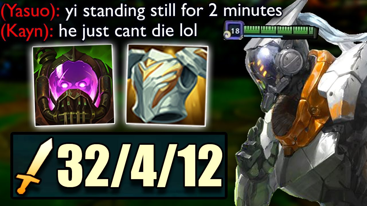 I play Master Yi but build Full Tank and stood still in front of 4 enemies for 2 minutes and not die