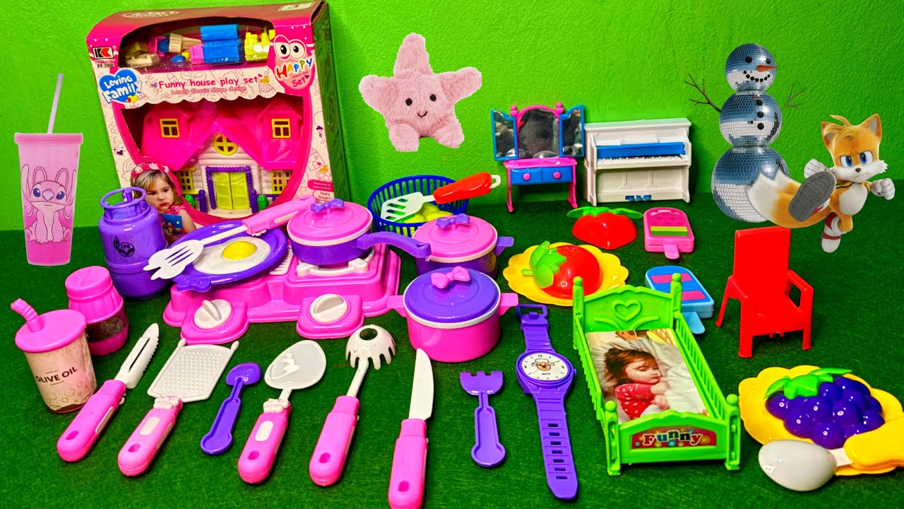 3:43 Minutes Satisfying Toy Kitchen playset setup relaxing playtime ASMR Video