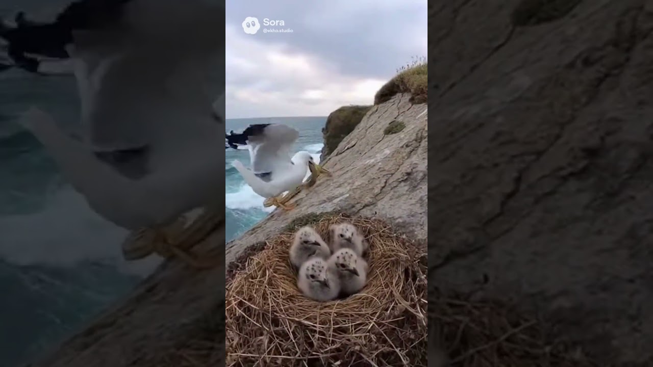 ¡PROTECCIÓN MATERNA!: Una gaviota defiende a sus pichones de una serpiente gigante 🐍🛡️