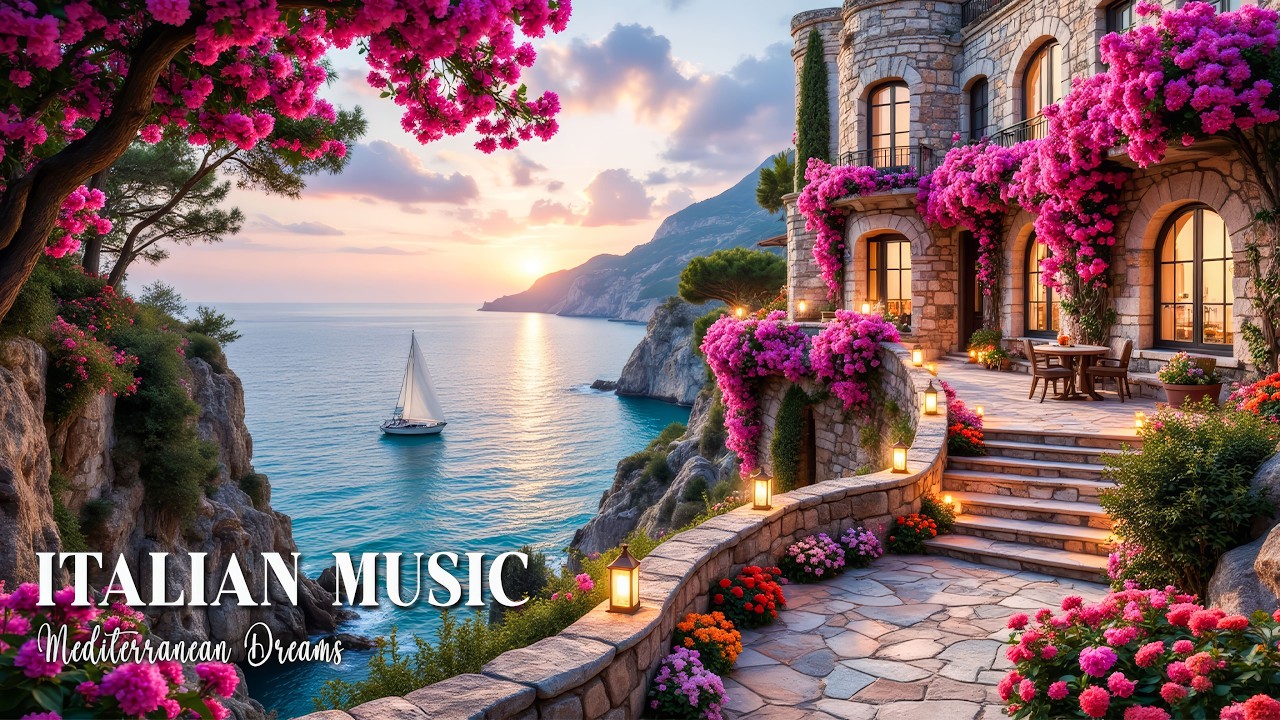 Azure Mediterranean Escape 🌊 Romantic Relaxing Italian Music & Luxury Coastal Villas 4K